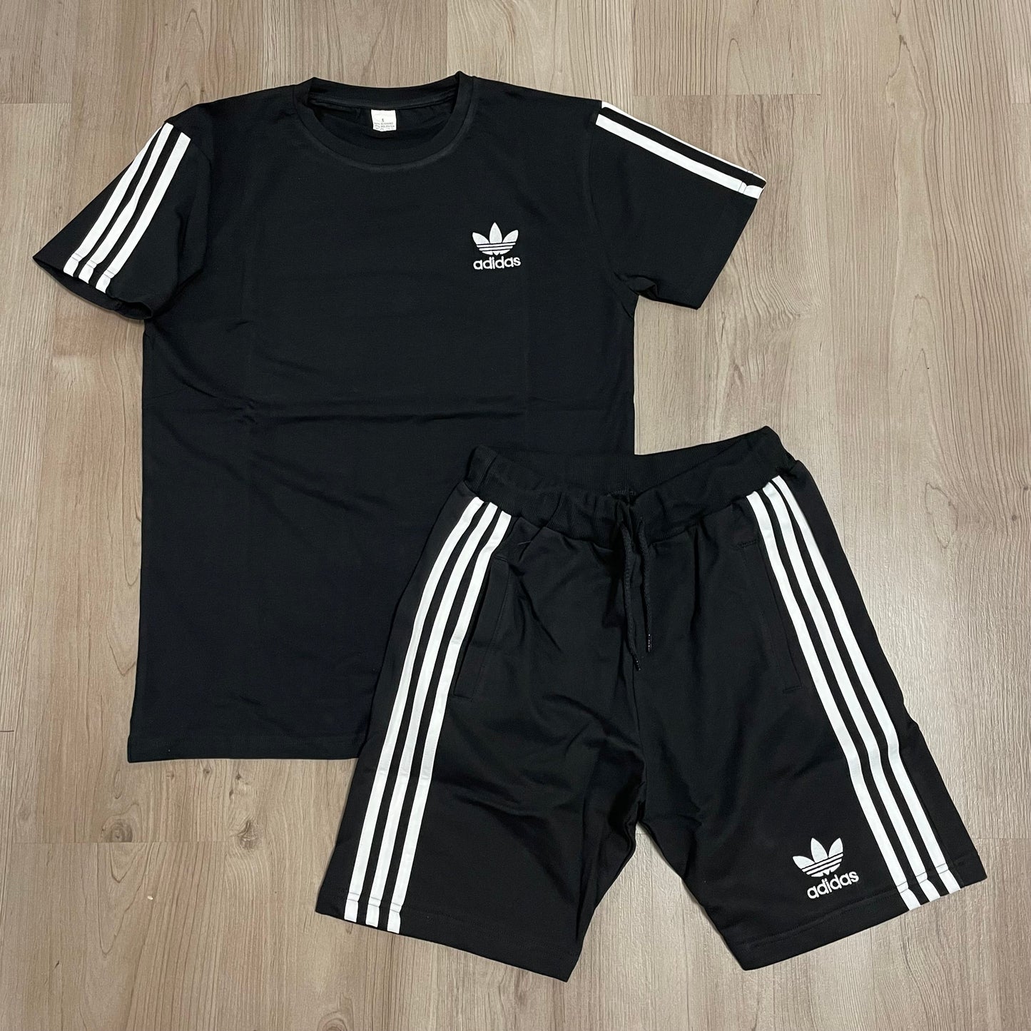 Conjunto corto NEGRO ADIDAS BORDADO